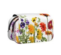 EZDLOWVBA Iris Flower Butterfly Print Pencil Case Large Capacity Pen Pouch Pencil Bag with 2 Compartments Pen Holder Organizer Stationery Bag