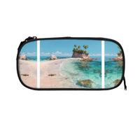 EZDLOWVBA Island Beach Print Pencil Cases Boys Girls Lovely Pencilcase with Zip Organizer for Students Pencil Case for Daughter Son Desk Pencil Pouch