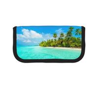 EZDLOWVBA Island with Sandy Beach and Palm Tree Print Pencil Case for Student Teens Adults Pencil Bag Case Kids Pencil Box Storage Bags Girls Pen Pouch Big Capacity