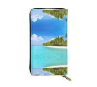 EZDLOWVBA Island with Sandy Beach and Palm Tree Print Women Wallets,Large Capacity Clutch Purse for Women Ladie Men Wallet Clearance Credit Card Holder Pu Handbag