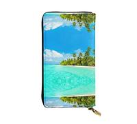 EZDLOWVBA Island with Sandy Beach and Palm Tree Print Women Wallets,Large Capacity Clutch Purse for Women Ladie Men Wallet Clearance Credit Card Holder Pu Handbag