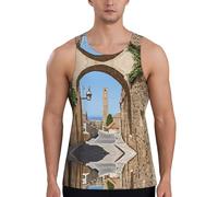 EZDLOWVBA Italian Street Print Men's Funny Tank Top Summer Tank Tops for Men Cool Gym Workout Athletic Sleeveless Shirts Black