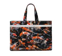 EZDLOWVBA Japan Fancy Carp Fishes Print Canvas Tote File Bag Suitable For Studying, Traveling, Traveling, Commuting, Etc.