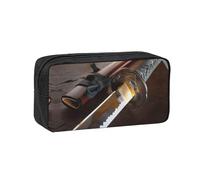 EZDLOWVBA Japan Samurai Sword Print Portable Student Kids Pencil Case Pen Bag Durable Stationery Pouch,Capacity Bag Pouch Holder