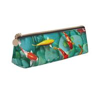 EZDLOWVBA Japanese Pretty Red Carp Fish Print Cute Pencil Case for Girls Boys,Leather Stationery Organizer Box School Office Supplies Case