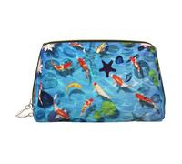 EZDLOWVBA Japanese Red Carp Print Women Travel Cosmetic Bag Organizer Zipper Makeup Bags Pouch Toiletry,Lightweight Leather Makeup Bag