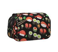 EZDLOWVBA Japanese Sushi Shrimp Print Pencil Case Large Capacity Pen Pouch Pencil Bag with 2 Compartments Pen Holder Organizer Stationery Bag