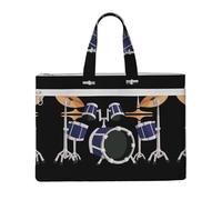 EZDLOWVBA Jazz Drum Print Canvas Tote File Bag Suitable For Studying, Traveling, Traveling, Commuting, Etc.