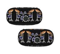 EZDLOWVBA Jazz Drum Print Pencil Cases Boys Girls Lovely Pencilcase with Zip Organizer for Students Pencil Case for Daughter Son Desk Pencil Pouch