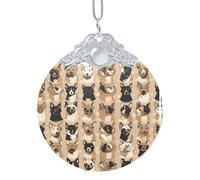 EZDLOWVBA Labrador Retriever Dogs Print Glass Round Pendant Christmas Tree Decor With Metal Buckle Hanging Xmas Accessory