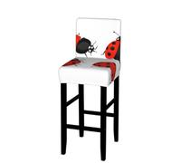 EZDLOWVBA Ladybugs Print Bar Stool Covers With Back, Stretch Stools Slipcovers Removable Low Back Swivel Chair Covers(1pcs)