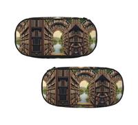 EZDLOWVBA Library Bookshelf Book Print Print Pencil Cases Boys Girls Lovely Pencilcase with Zip Organizer for Students Pencil Case for Daughter Son Desk Pencil Pouch