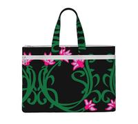 EZDLOWVBA Lotus Flower Namaste Print Canvas Tote File Bag Suitable For Studying, Traveling, Traveling, Commuting, Etc.