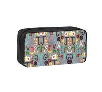 EZDLOWVBA Lovely Cartoon English Letters Print Pencil Case for Boys Girls Secondary School Pen Holder for Kids Girls Pen Pouch Pencil Bag Office College Stationery