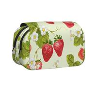 EZDLOWVBA Lovely Strawberry Print Pencil Case Large Capacity Pen Pouch Pencil Bag with 2 Compartments Pen Holder Organizer Stationery Bag