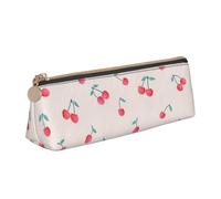 EZDLOWVBA Lovely Sweet Red Cherry Print Cute Pencil Case for Girls Boys,Leather Stationery Organizer Box School Office Supplies Case