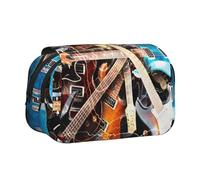 EZDLOWVBA Magic Electric Guitar Music Print Pencil Case Large Capacity Pen Pouch Pencil Bag with 2 Compartments Pen Holder Organizer Stationery Bag
