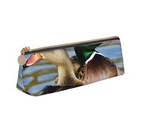 EZDLOWVBA Mallard Duck Print Cute Pencil Case for Girls Boys,Leather Stationery Organizer Box School Office Supplies Case
