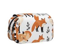 EZDLOWVBA Many Foxes Print Pencil Case Large Capacity Pen Pouch Pencil Bag with 2 Compartments Pen Holder Organizer Stationery Bag