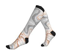 EZDLOWVBA Marble Texture Copper Splatter Print Compression Socks For Woman & Man Unisex 20-30mmhg Knee High Calves For Flying Running Sport