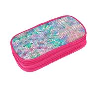 EZDLOWVBA Mermaid Fish Scale Print Print Pencil Cases Boys Girls Lovely Pencilcase with Zip Organizer for Students Pencil Case for Daughter Son Desk Pencil Pouch