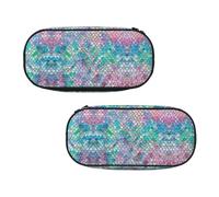 EZDLOWVBA Mermaid Fish Scale Print Print Pencil Cases Boys Girls Lovely Pencilcase with Zip Organizer for Students Pencil Case for Daughter Son Desk Pencil Pouch