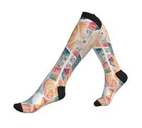 EZDLOWVBA Mexican Otomi Animals Print Compression Socks For Woman & Man Unisex 20-30mmhg Knee High Calves For Flying Running Sport