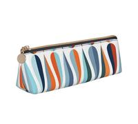 EZDLOWVBA Mid Century Modern with Drop Shapes Print Cute Pencil Case for Girls Boys,Leather Stationery Organizer Box School Office Supplies Case