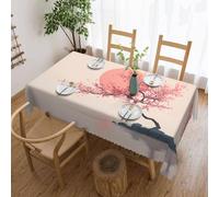 EZDLOWVBA Minimalist Cherry Blossom Print Rectangle Tablecloth Wipeable Tablecloths Water Resistance Table Cover For Home Dining Kitchen Party (54"X72")