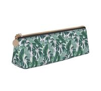 EZDLOWVBA Mixed Tropical Leaves Plain Print Cute Pencil Case for Girls Boys,Leather Stationery Organizer Box School Office Supplies Case