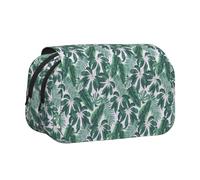 EZDLOWVBA Mixed Tropical Leaves Plain Print Pencil Case Large Capacity Pen Pouch Pencil Bag with 2 Compartments Pen Holder Organizer Stationery Bag