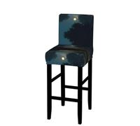 EZDLOWVBA Moonlight Print Bar Stool Covers With Back, Stretch Stools Slipcovers Removable Low Back Swivel Chair Covers(1pcs)