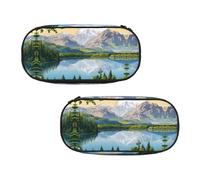 EZDLOWVBA Mountain Lake View Sunny Day Nature Print Pencil Cases Boys Girls Lovely Pencilcase with Zip Organizer for Students Pencil Case for Daughter Son Desk Pencil Pouch