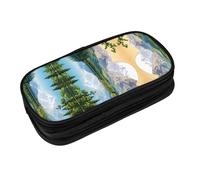 EZDLOWVBA Mountain Lake View Sunny Day Nature Print Pencil Cases Boys Girls Lovely Pencilcase with Zip Organizer for Students Pencil Case for Daughter Son Desk Pencil Pouch
