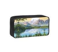 EZDLOWVBA Mountain Lake View Sunny Day Nature Print Portable Student Kids Pencil Case Pen Bag Durable Stationery Pouch,Capacity Bag Pouch Holder