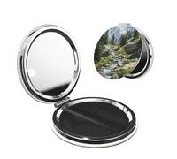 EZDLOWVBA Mountain Stream Print Compact Vanity Mirror Girls Women Beauty, Stylish Travel Folding Makeup Mirrors For Wallet Pocket Handbag,Portable Double-Sided Magnifying Cosmetic Mirror