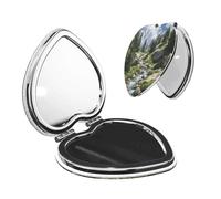 EZDLOWVBA Mountain Stream Print Compact Vanity Mirror Girls Women Beauty, Stylish Travel Folding Makeup Mirrors For Wallet Pocket Handbag,Portable Double-Sided Magnifying Cosmetic Mirror