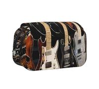 EZDLOWVBA Music Guitar Print Pencil Case Large Capacity Pen Pouch Pencil Bag with 2 Compartments Pen Holder Organizer Stationery Bag