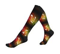 EZDLOWVBA Music Note Print Compression Socks For Woman & Man Unisex 20-30mmhg Knee High Calves For Flying Running Sport
