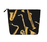 EZDLOWVBA Musical Notes Treble Print Musical Notes Treble Print Fake Hemp Makeup Bag – Travel, and Daily Storage Essential – Reusable Cosmetic Bag, Zipper Pouch, Make-Up Tool