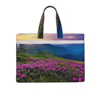 EZDLOWVBA Nature Purple Flowers Meadow Mountain Scenic Print Canvas Tote File Bag Suitable For Studying, Traveling, Traveling, Commuting, Etc.