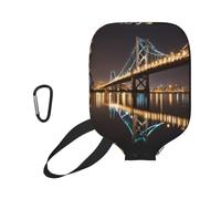 EZDLOWVBA New York Manhattan Bridge Night Print Pickleball Paddle Cover, Neoprene Racket Sleeve with Zipper, 11.6'' * 8.7'' Soft & Durable Pickleball Paddle Protection Cover