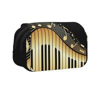 EZDLOWVBA Novel Music Note Print Pencil Case Large Capacity Pen Pouch Pencil Bag with 2 Compartments Pen Holder Organizer Stationery Bag