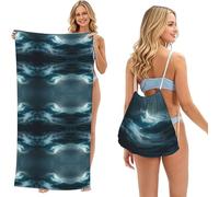 EZDLOWVBA Ocean Waves Print Beach Towel Backpack 2 In 1 Summer Large Lightweight Beach Towel - Multifunctional Ship Pattern Towel Bag For Storage,Sport
