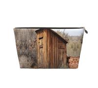 EZDLOWVBA Old Ancient Outhouse Print Makeup Bag Cosmetic Bag for Purse Travel Make Up Organizer for Handbag,Waterproof Beauty Pouch for Women and Girls