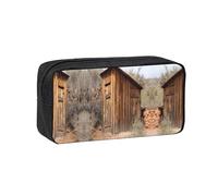 EZDLOWVBA Old Ancient Outhouse Print Portable Student Kids Pencil Case Pen Bag Durable Stationery Pouch,Capacity Bag Pouch Holder