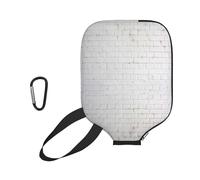 EZDLOWVBA Old White Brick Wall Print Pickleball Paddle Cover, Neoprene Racket Sleeve with Zipper, 11.6'' * 8.7'' Soft & Durable Pickleball Paddle Protection Cover