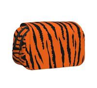 EZDLOWVBA Orange Tiger Leopard Print Pencil Case Large Capacity Pen Pouch Pencil Bag with 2 Compartments Pen Holder Organizer Stationery Bag