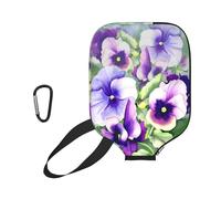 EZDLOWVBA Pansy Perfection Print Pickleball Paddle Cover, Neoprene Racket Sleeve with Zipper, 11.6'' * 8.7'' Soft & Durable Pickleball Paddle Protection Cover