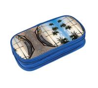 EZDLOWVBA Paradise Beach with Hammock Coconut Palm Trees Print Pencil Cases Boys Girls Lovely Pencilcase with Zip Organizer for Students Pencil Case for Daughter Son Desk Pencil Pouch